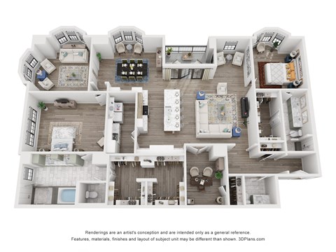 Floor plan for 2 beds, 2.5 baths, 2638 sqft